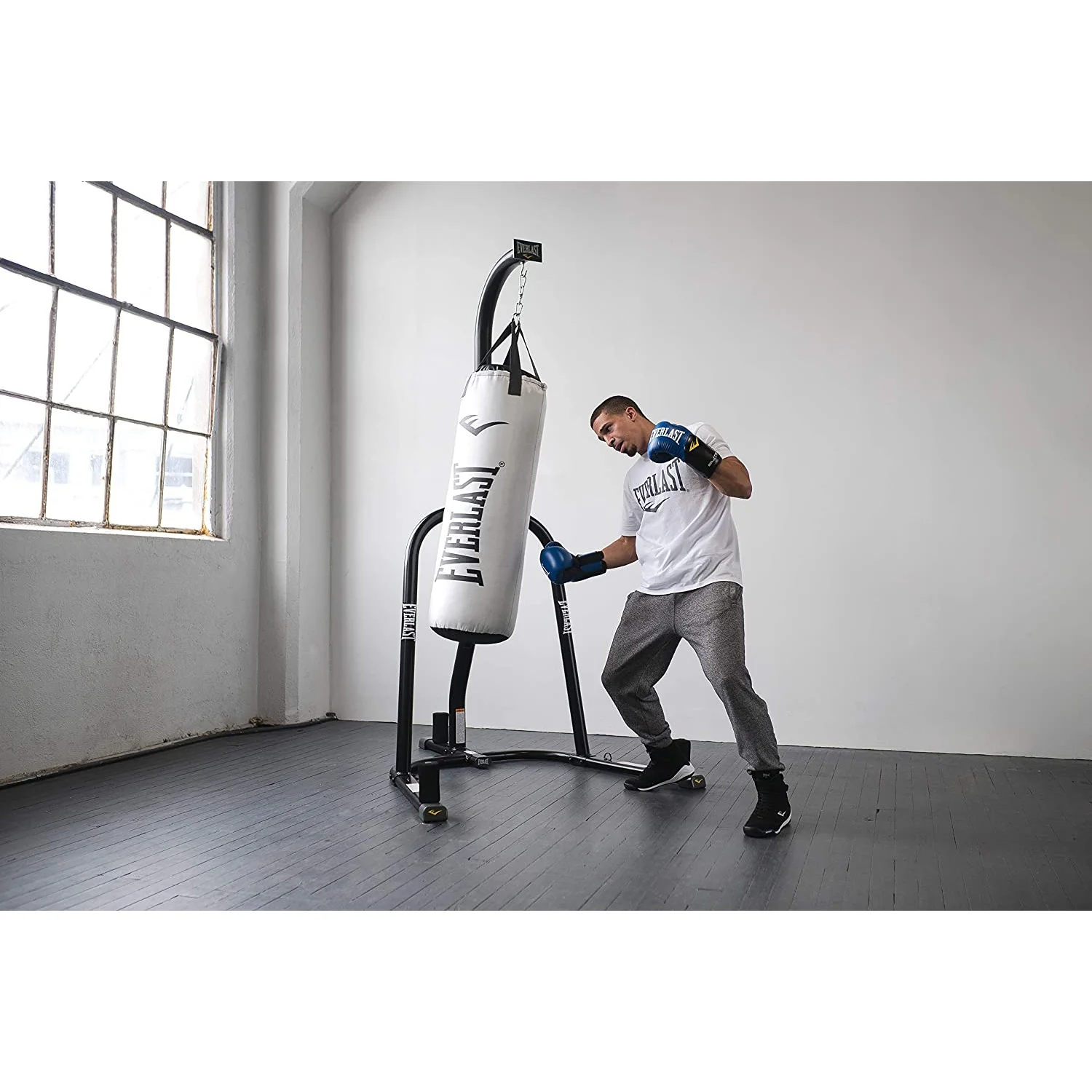 Single Station Heavy Duty Punching Bag Stand, Powder Coated Steel, 100 lb Capacity, Black(Black) Image 2