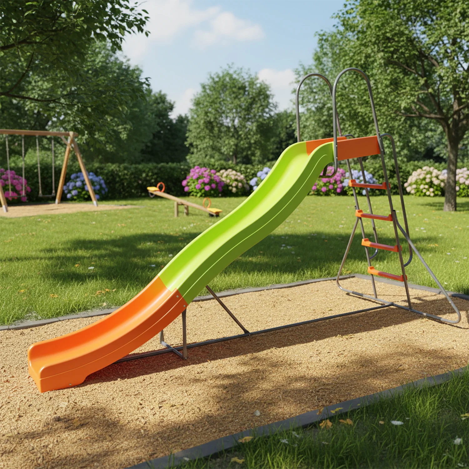 TU GIOCHI - Scivolo da Giardino Onda per Bambini 3+ Anni - h206x317x150 cm