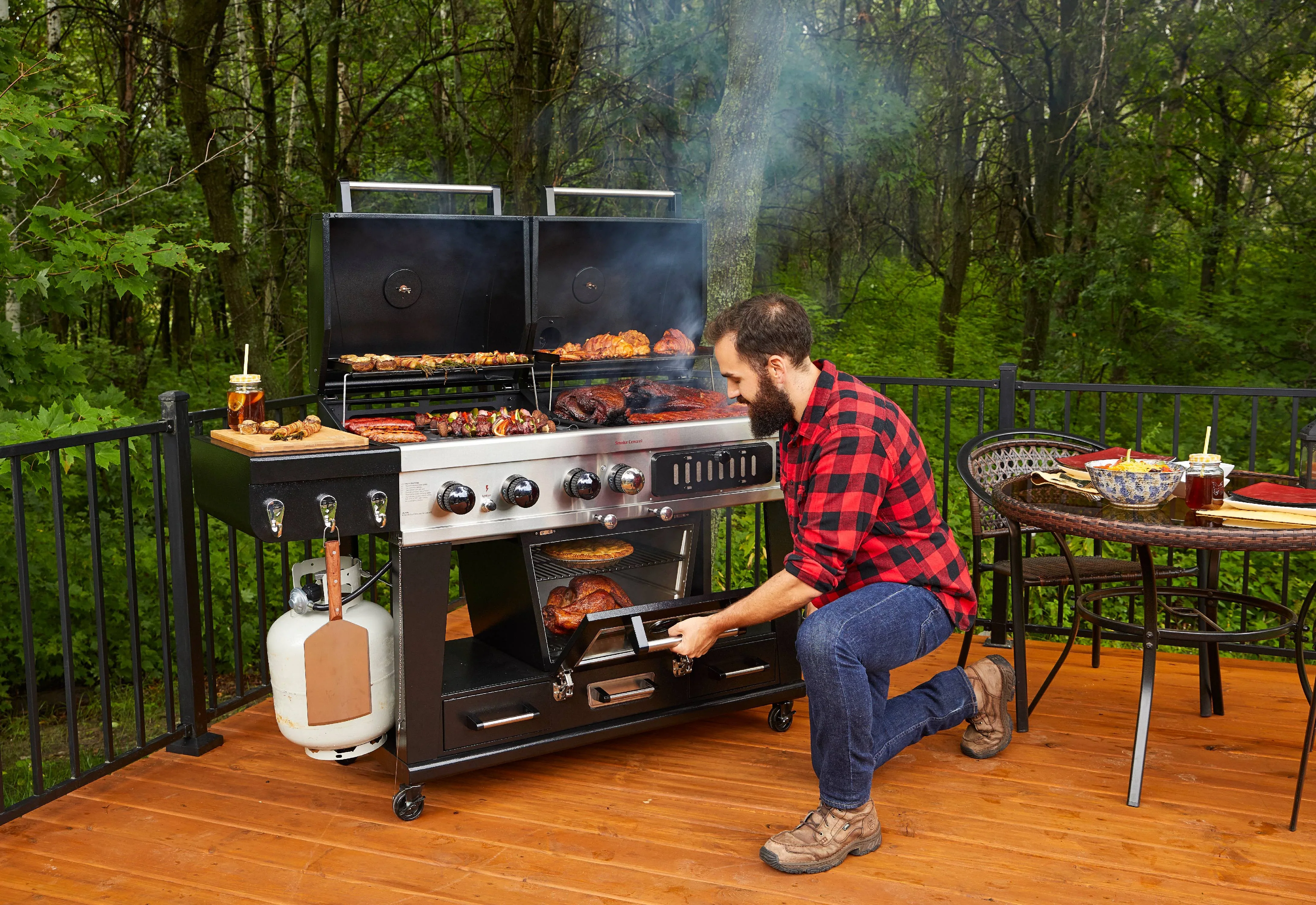 Pit Boss Memphis Ultimate Gas and Charcoal Combo Grill with Electric Smoker