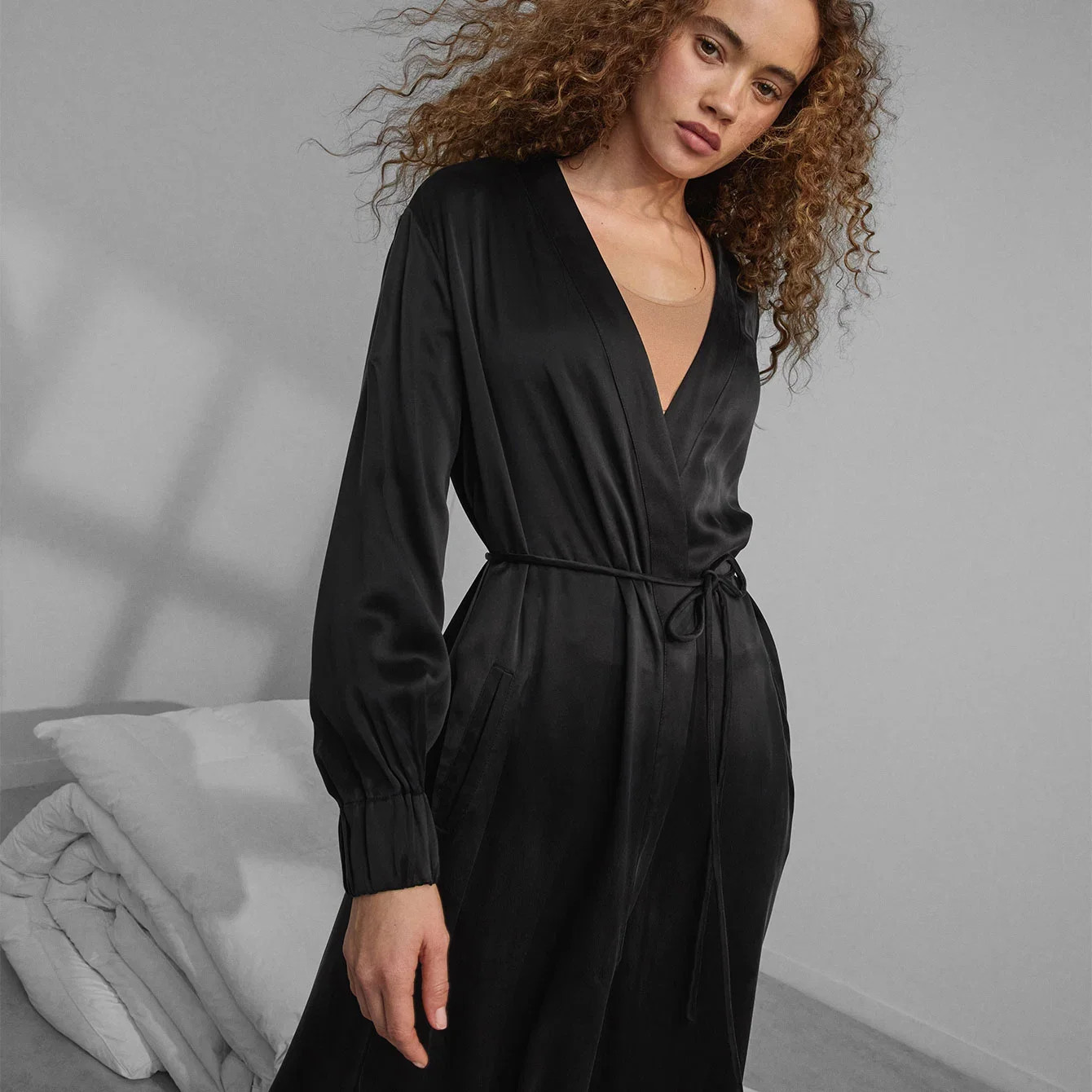 Washable Silk Long Robe