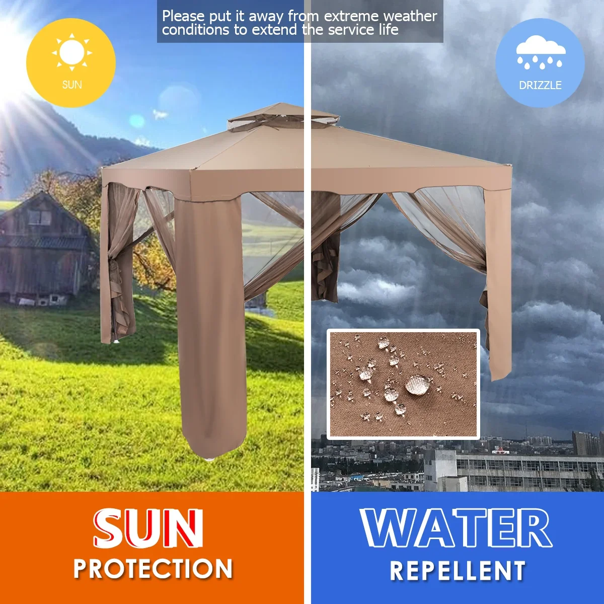 Gymax 10'x 10' Canopy Gazebo Tent Shelter Garden Lawn Patio W/Mosquito Netting Coffee