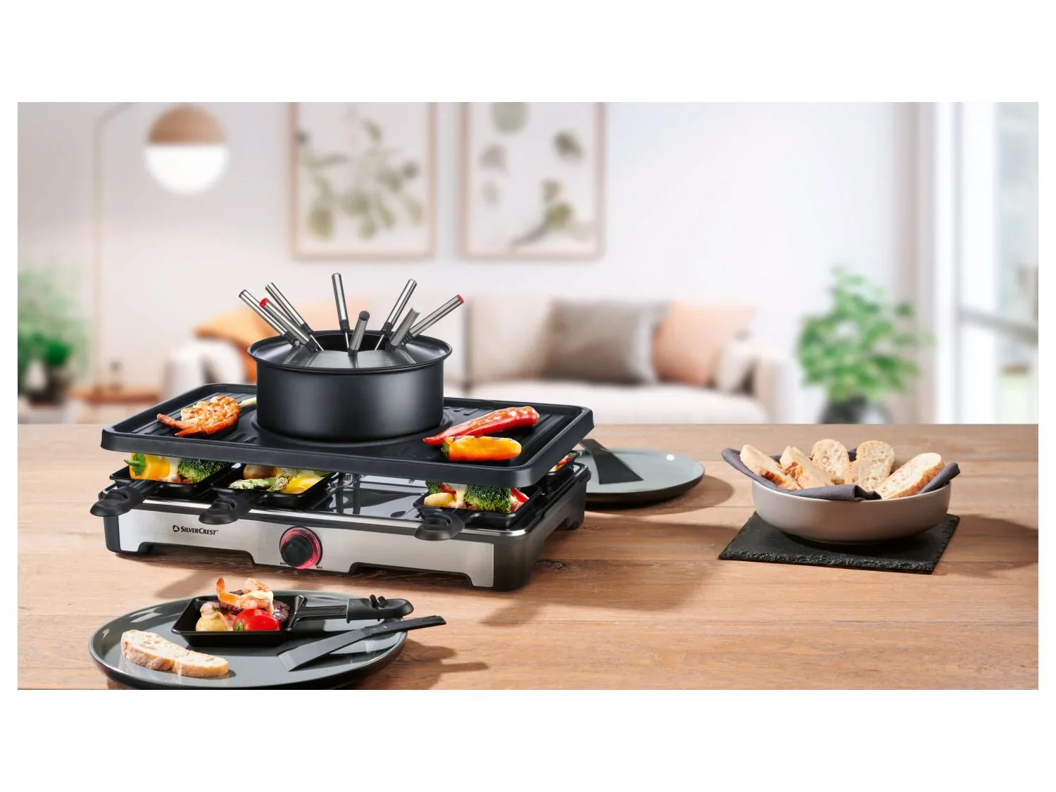 SILVERCREST Combinaison grill raclette et fondue Premium