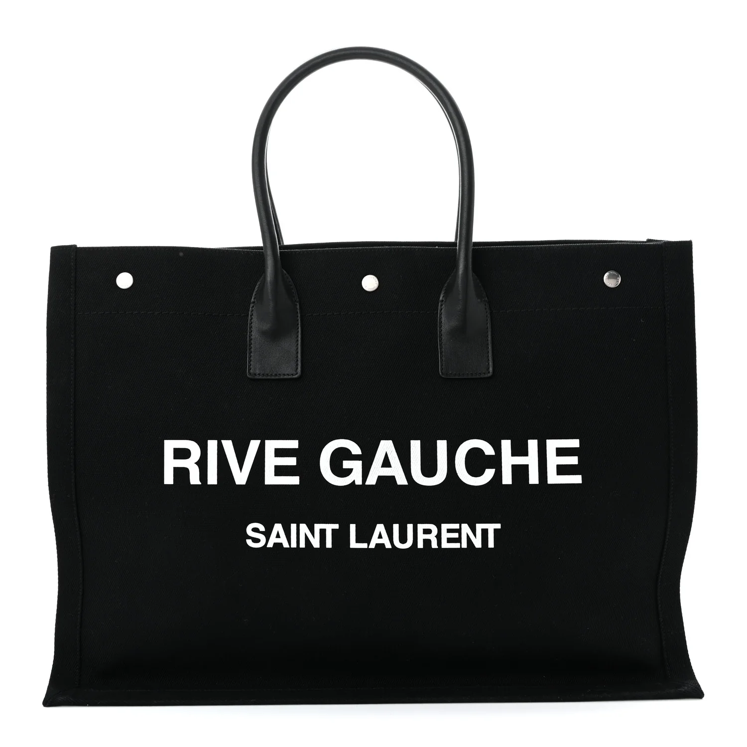 Linen Calfskin Rive Gauche Tote Black