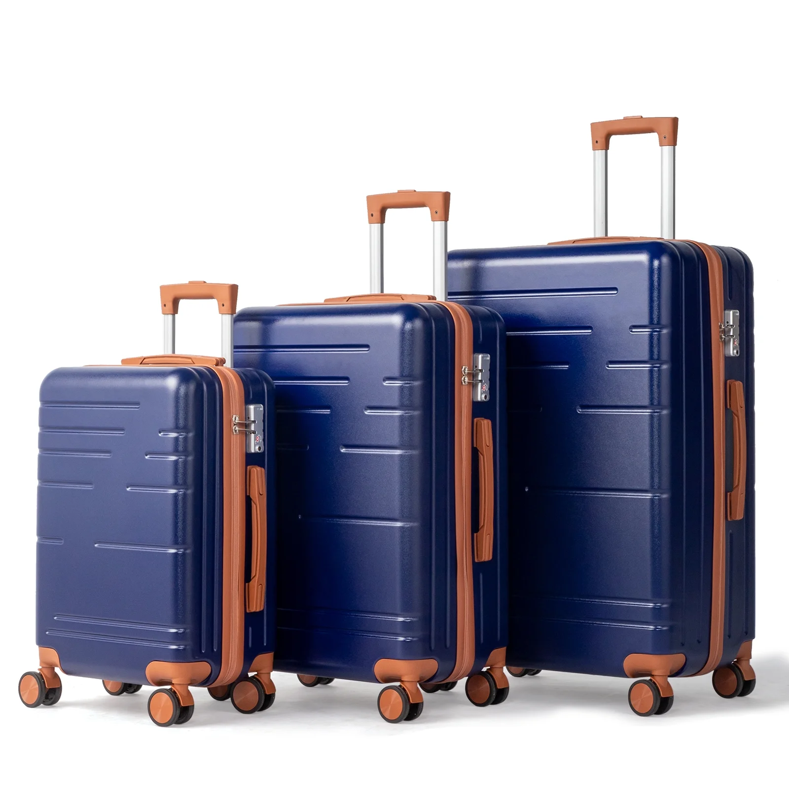Zimtown Luggage 3 Piece Set Suitcase ABS Hardside Lightweight with TSA Lock Spinner Wheels, Beige
