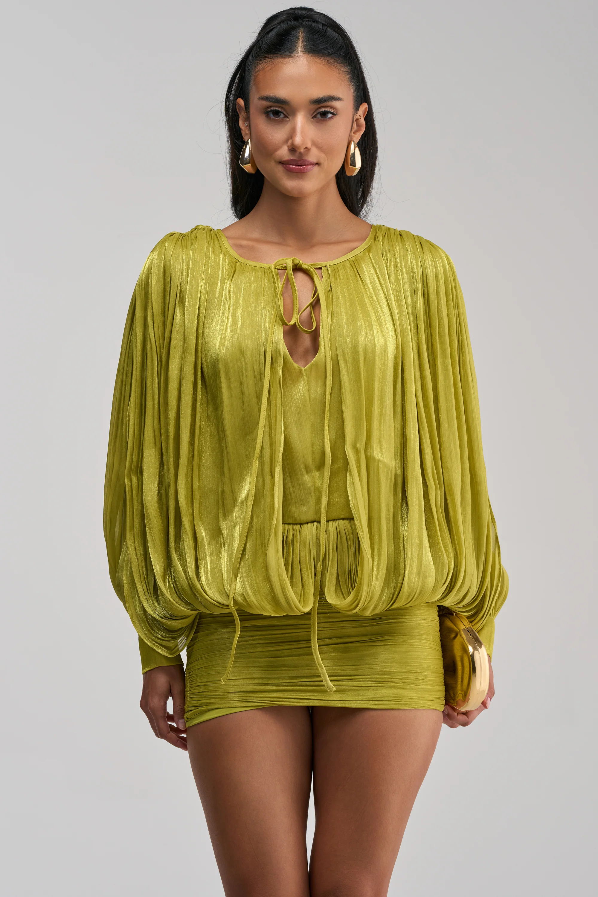 CLASSY AND CUTE CHIFFON MINI DRESS IN GREEN - Akira Store