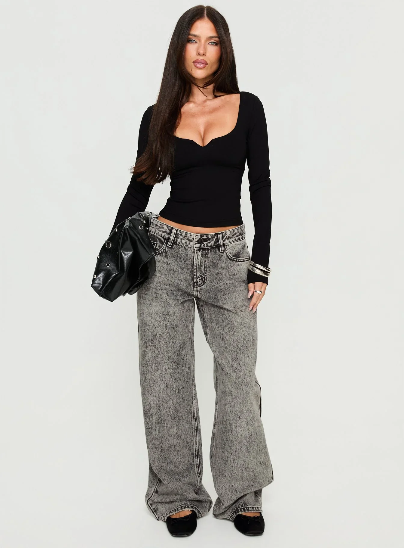 Evangelene Long Sleeve Top Black