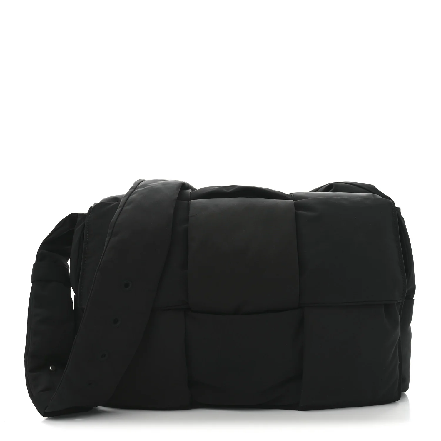 Nylon Intrecciato Padded Tech Maxi Cassette Bag Black