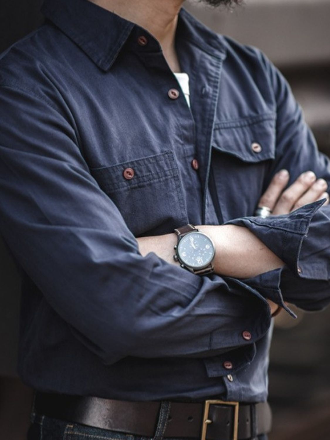Men’s Button Down Long Sleeve Shirt with Chest Pockets