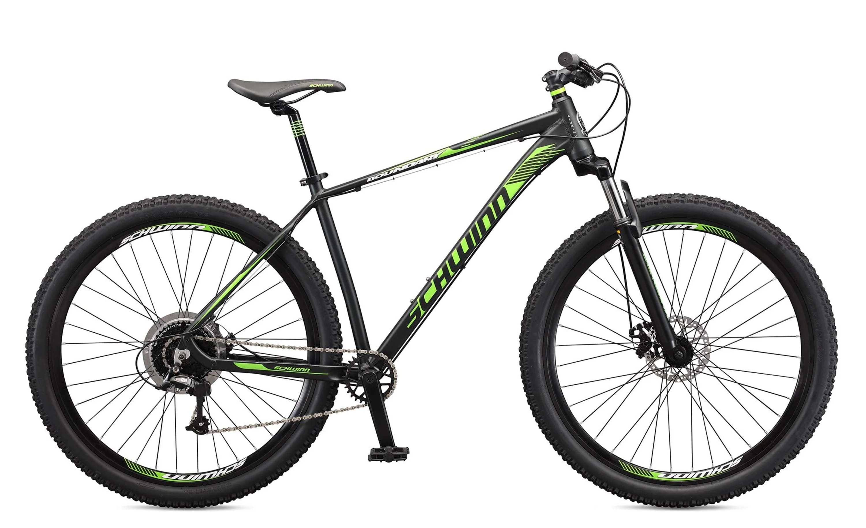 29 in Boundary Mens Mountain Bike, Black and Green Image 2