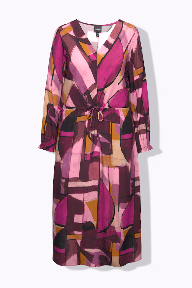 Geometric Print Long Sleeve Dress