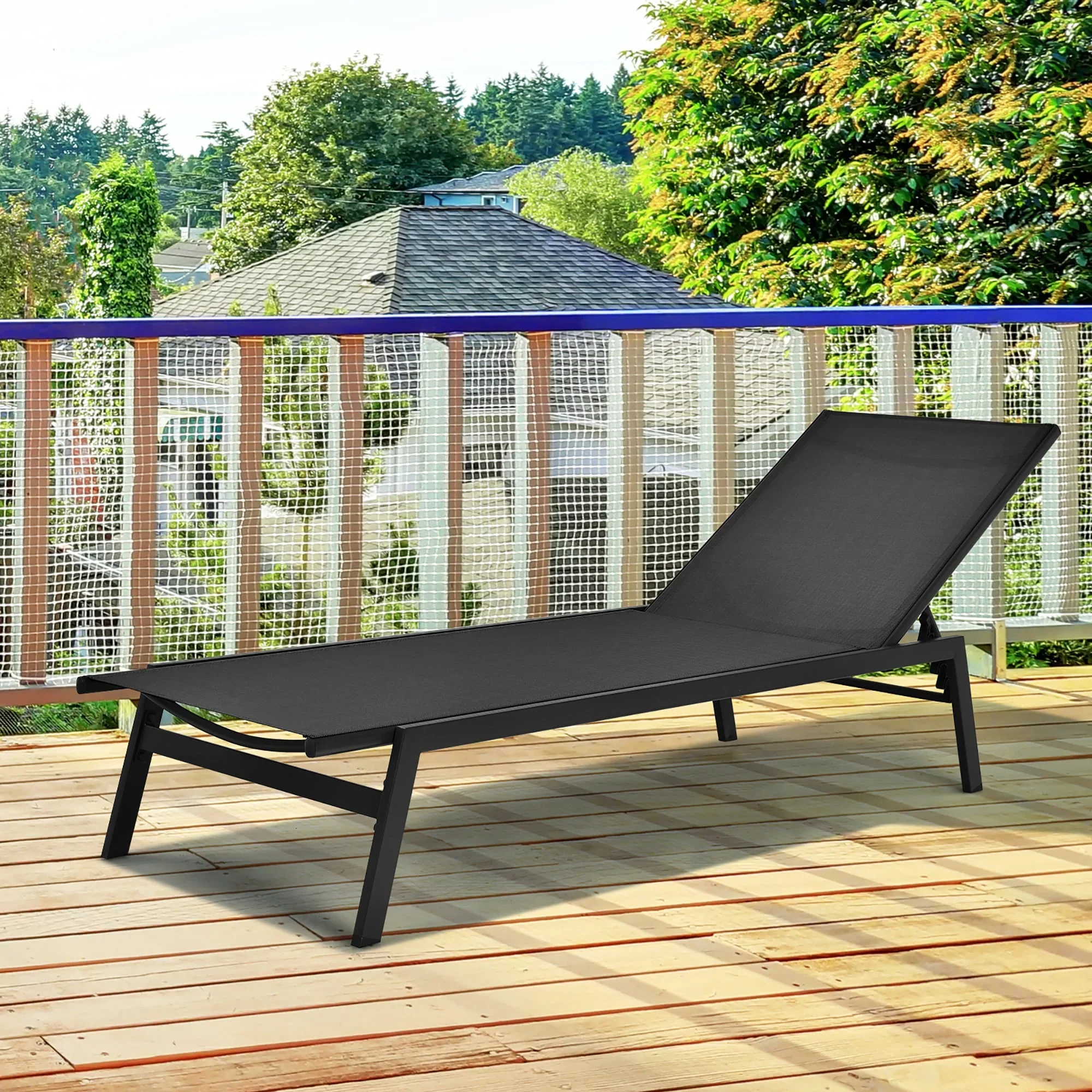 Costway  Patio Lounge Chair Chaise Recliner Back Adjustable Garden Deck Brown