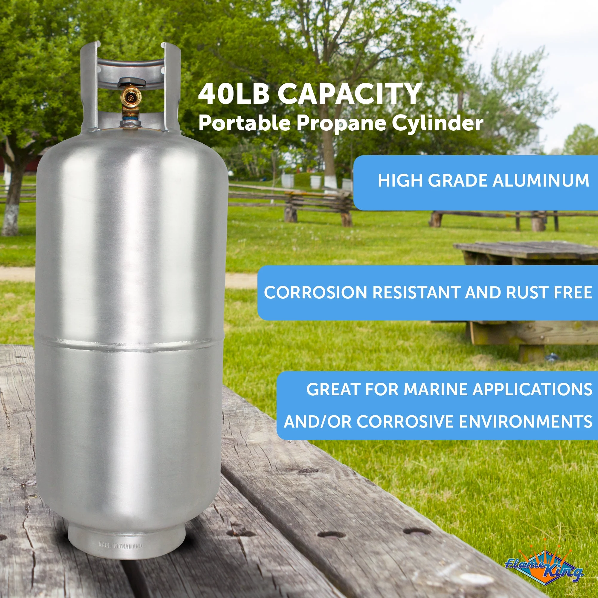 40LB Aluminum Propane Tank with Premium OPD Valve, Corrosion-Resistant and Rust-Free - Image 2