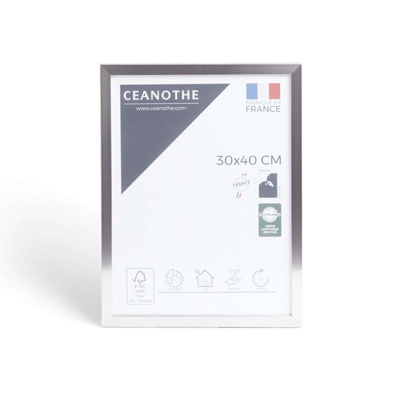 Cadre photo résine gris acier 32,7x42,7cm pour photo 30x40cm
