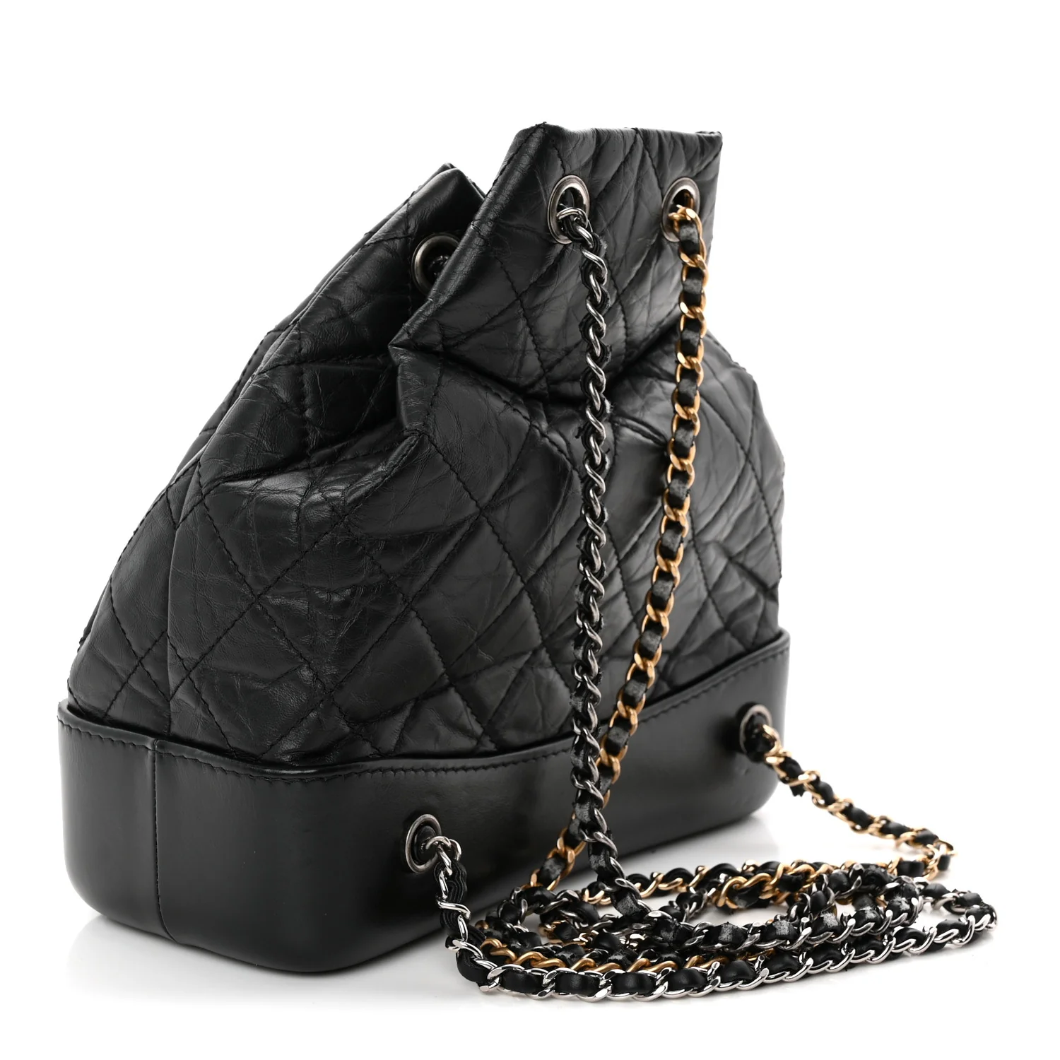 Aged Calfskin Quilted Small Gabrielle Backpack Black