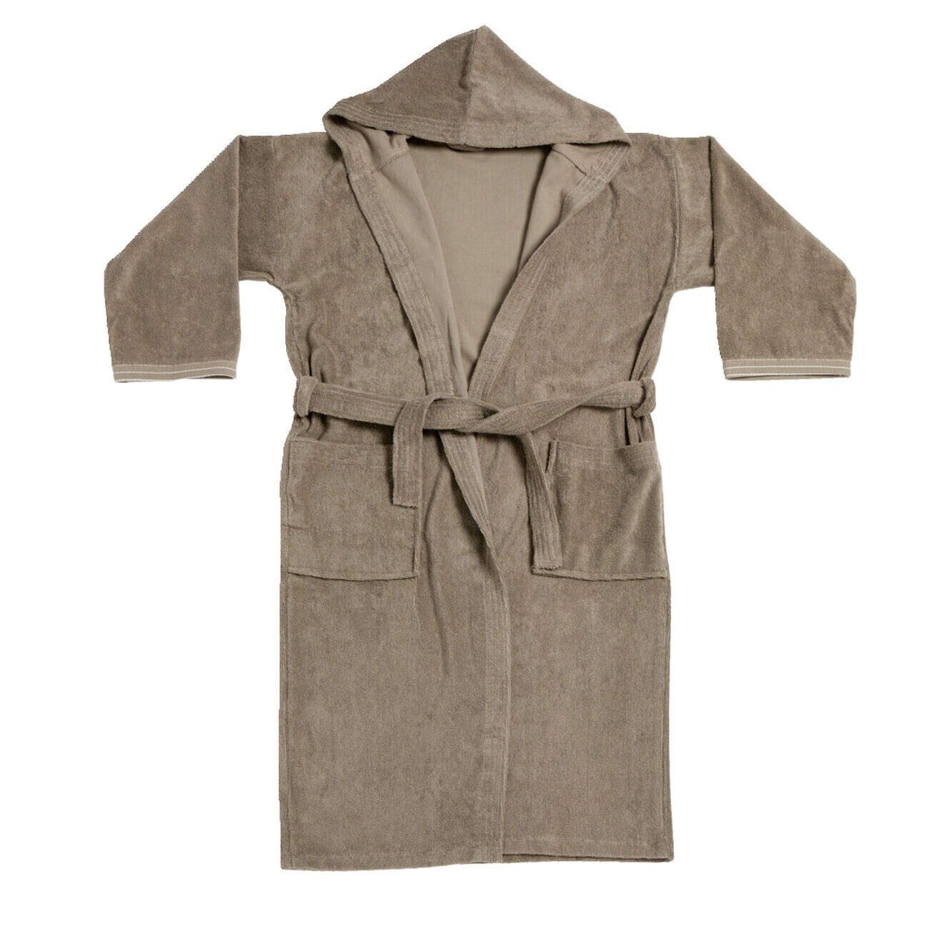 Peignoir avec capuche en coton L120cm - 2 modèles marron ou blanc