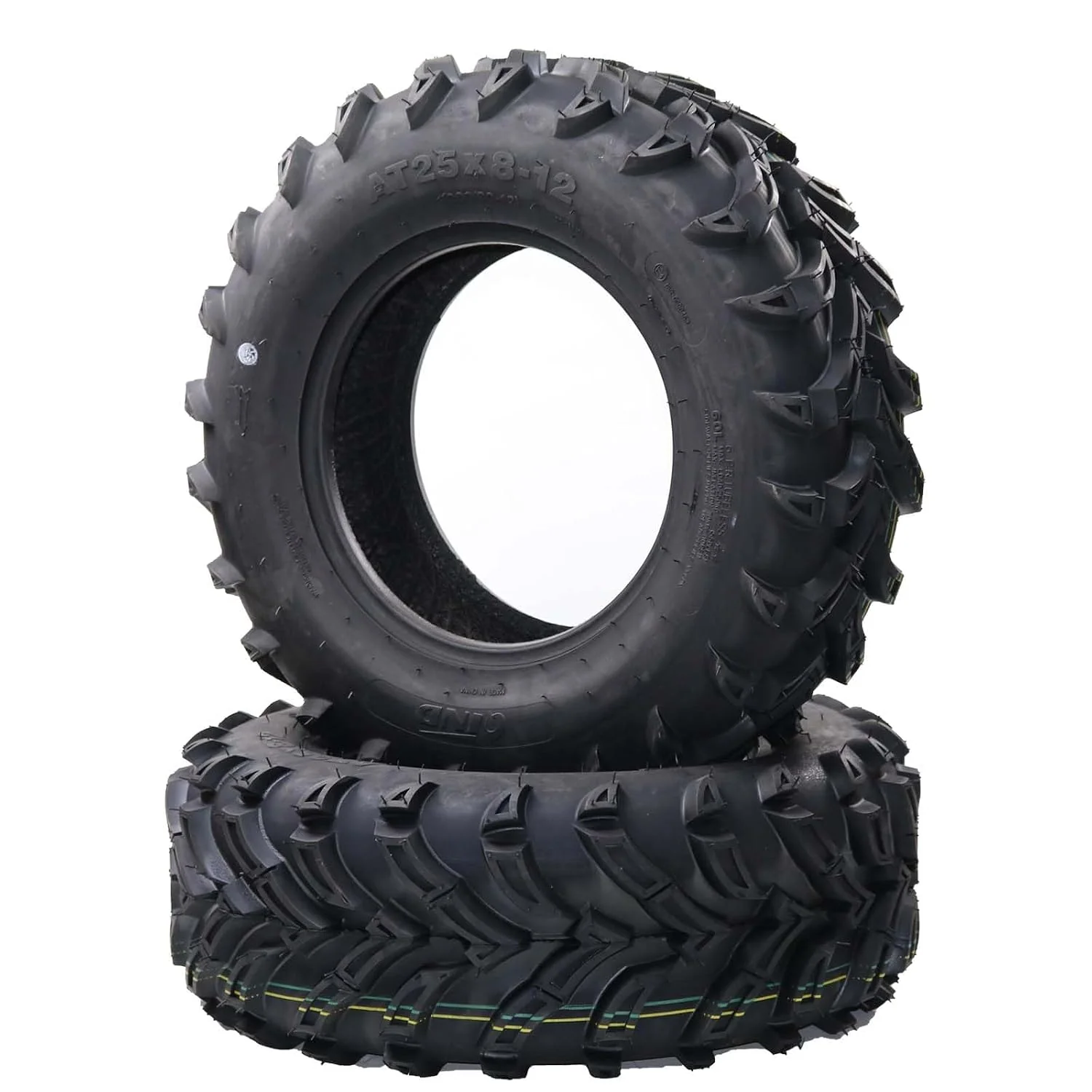 2 Pack 25x8-12 ATV UTV Tires 6PR Tubeless All Terrain Tires