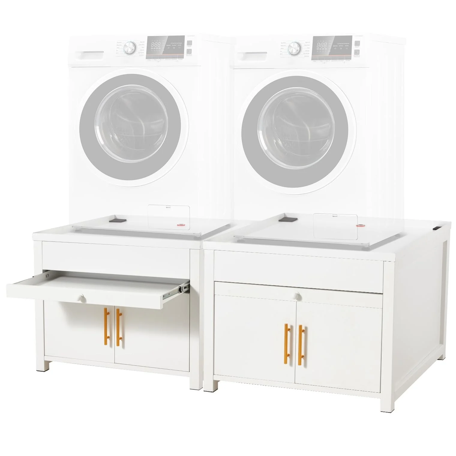 AECOJOY 2 Pack Laundry Pedestal, 700 LBS Capacity Washer Dryer Pedestal (Beige)