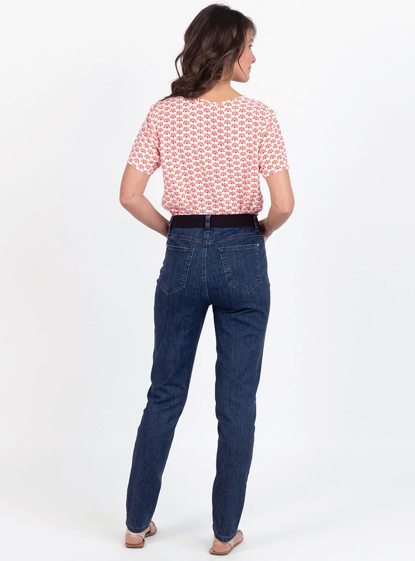 Jean femme en coton bleu indigo