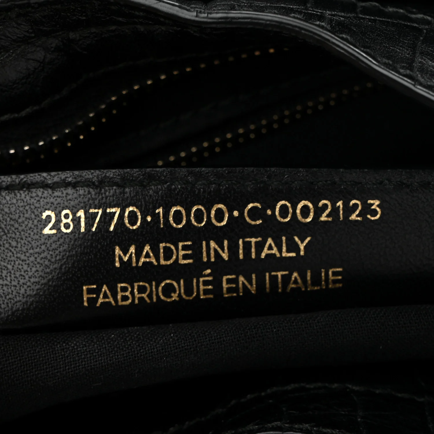 Calfskin Crocodile Embossed Giant 12 Gold Hardware City Black
