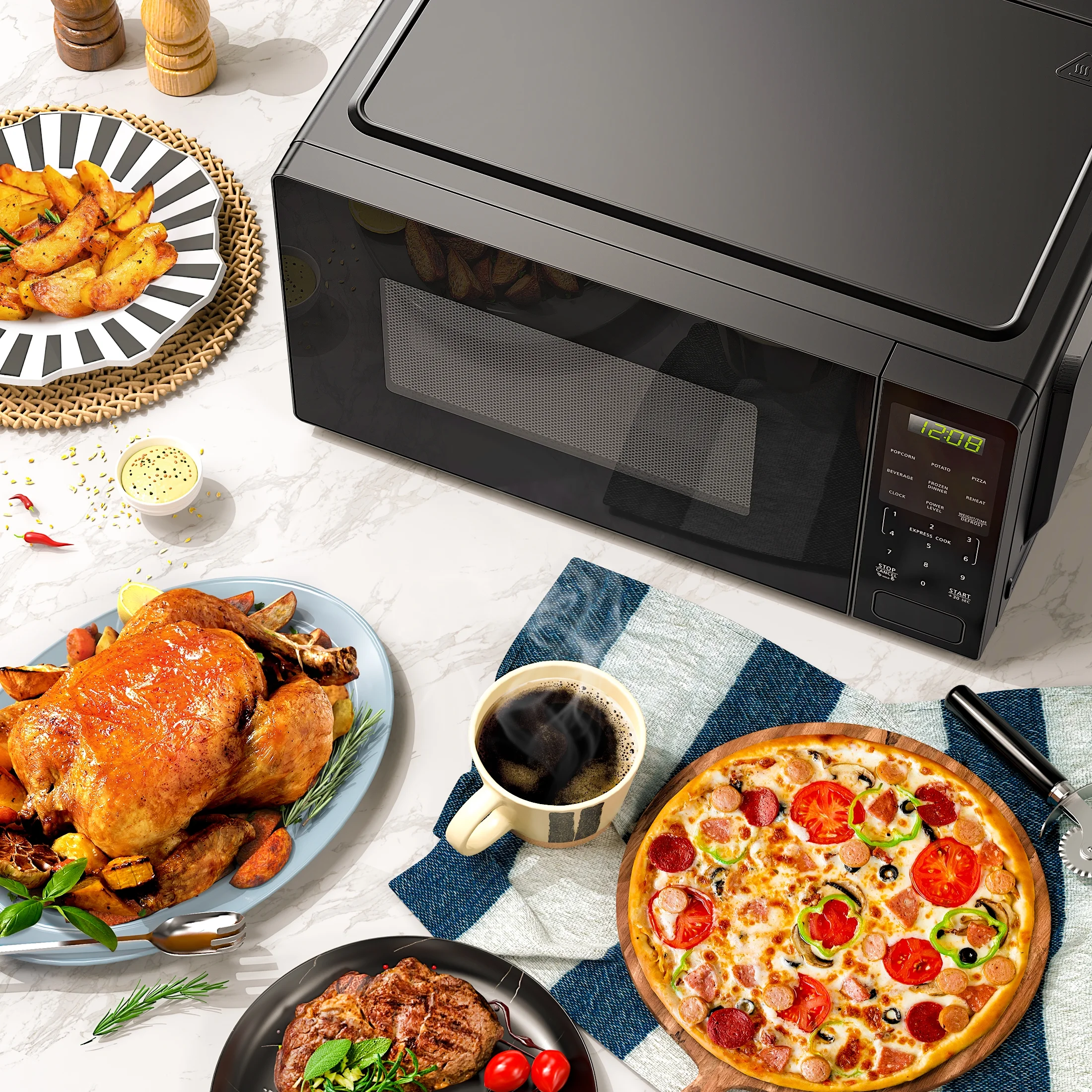 Mainstays 1.1 cu ft Countertop Microwave Oven, 1000 Watts, Black