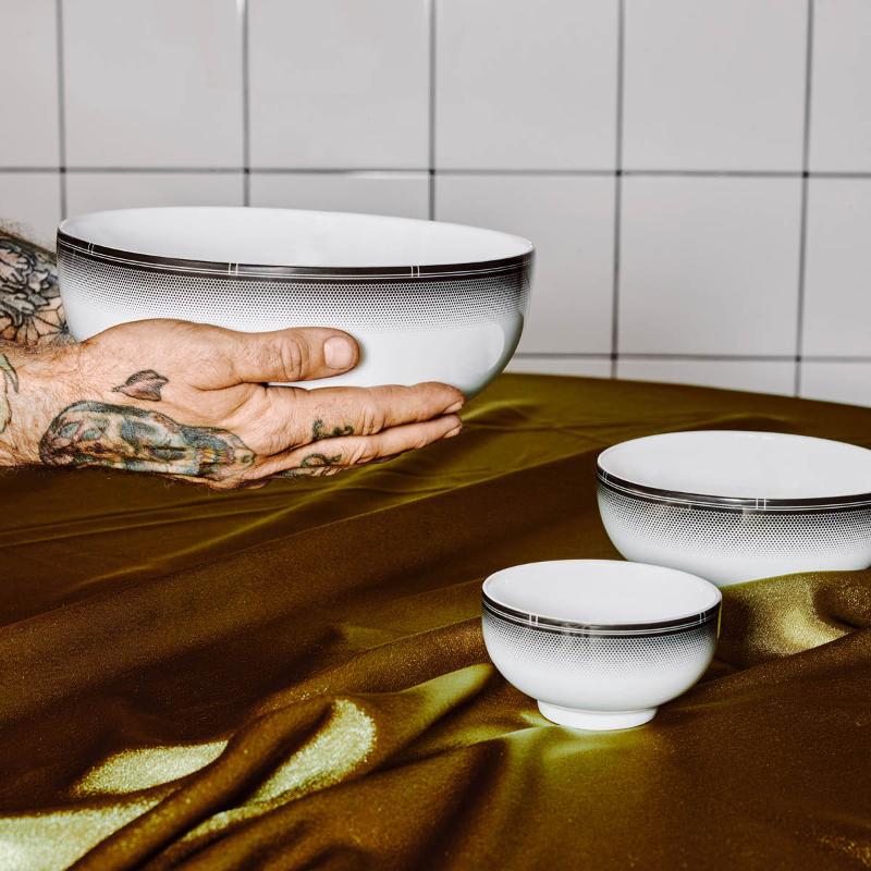 Voyage saksaskål liten 10 cm hvit/svart