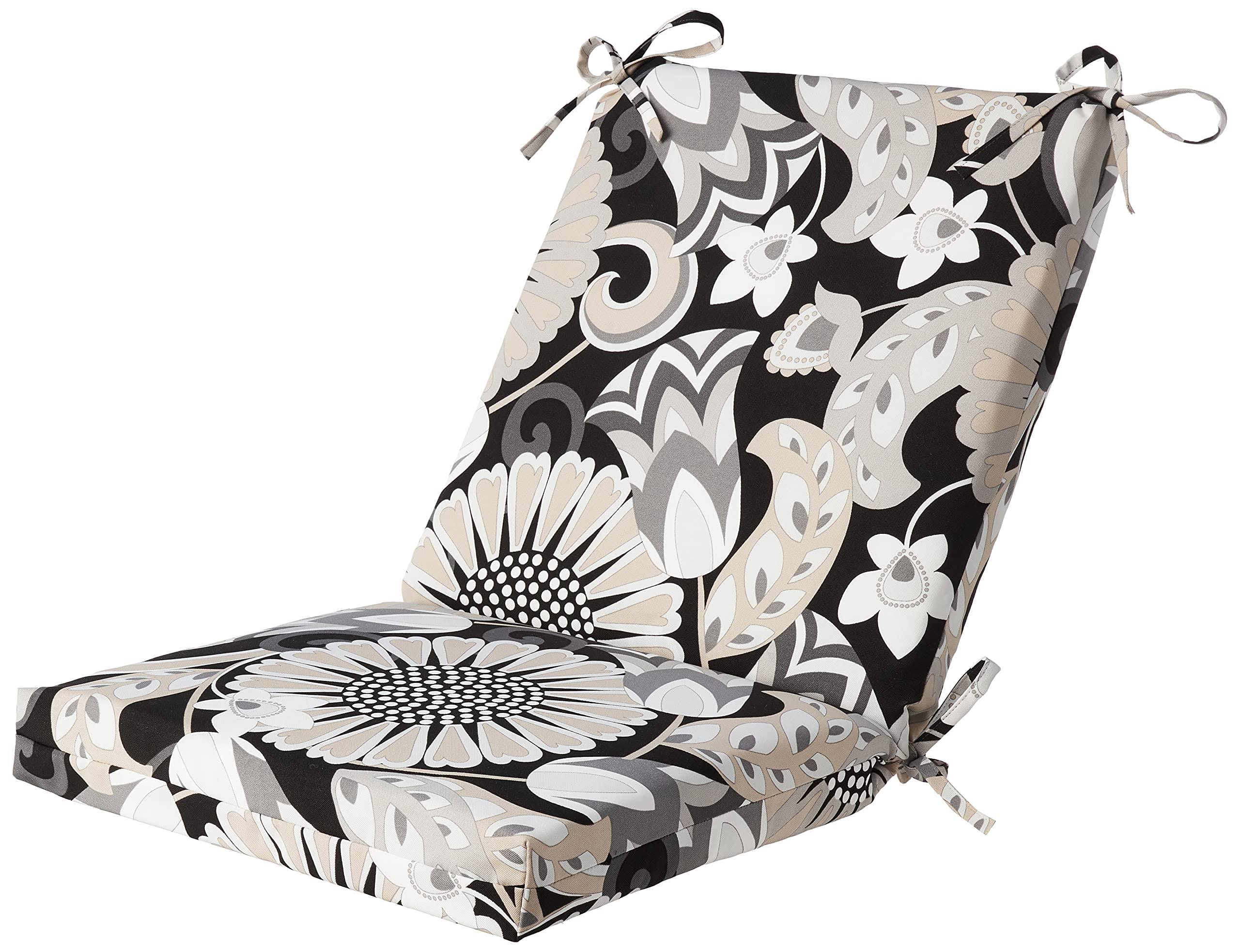 Pillow Perfect Squared Corners Chair Cushion, Graphite