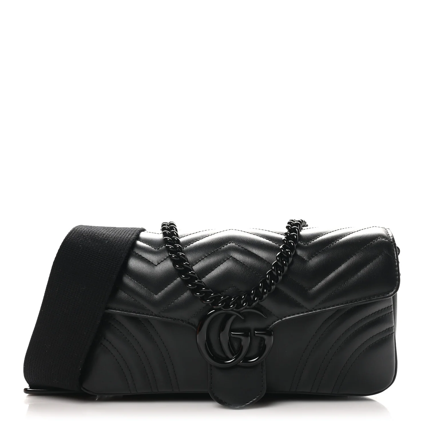 Calfskin Matelasse Monochrome GG Marmont Crossbody Shoulder Bag Black