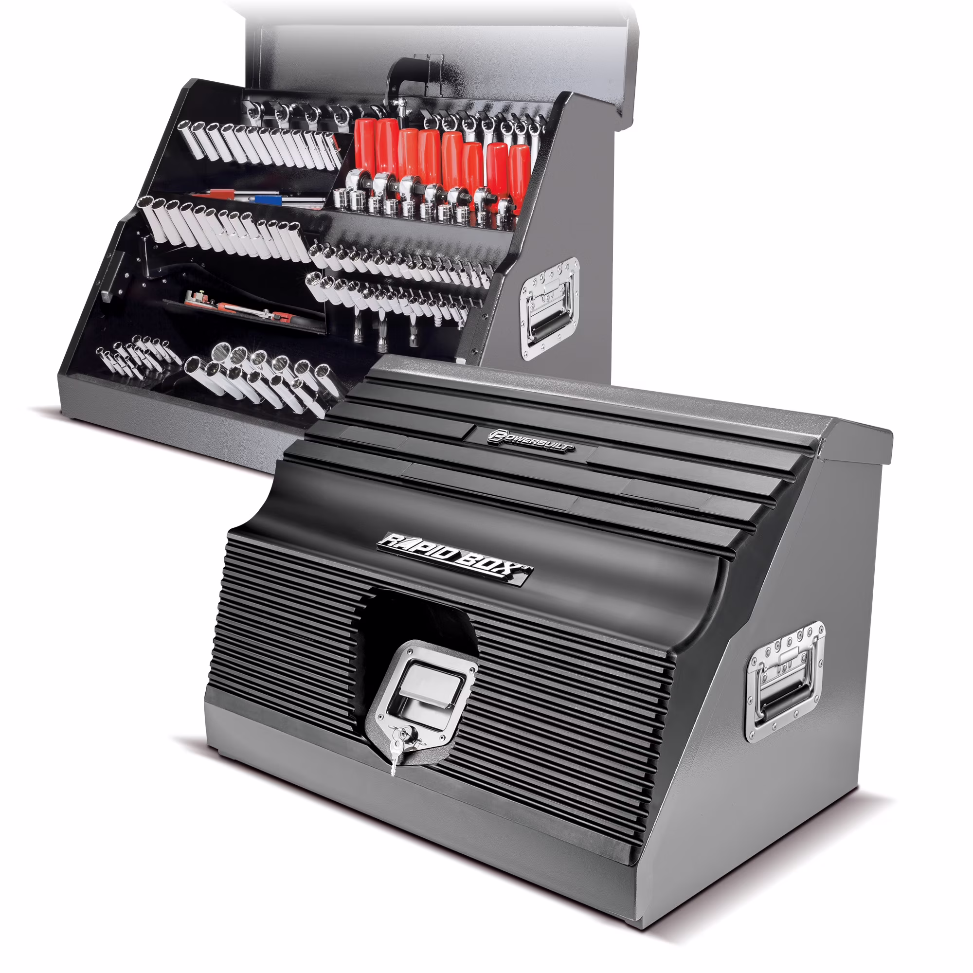 26 Inch Rapid Box Portable Slant Front Tool Box Gray 240111(Without Magnets)