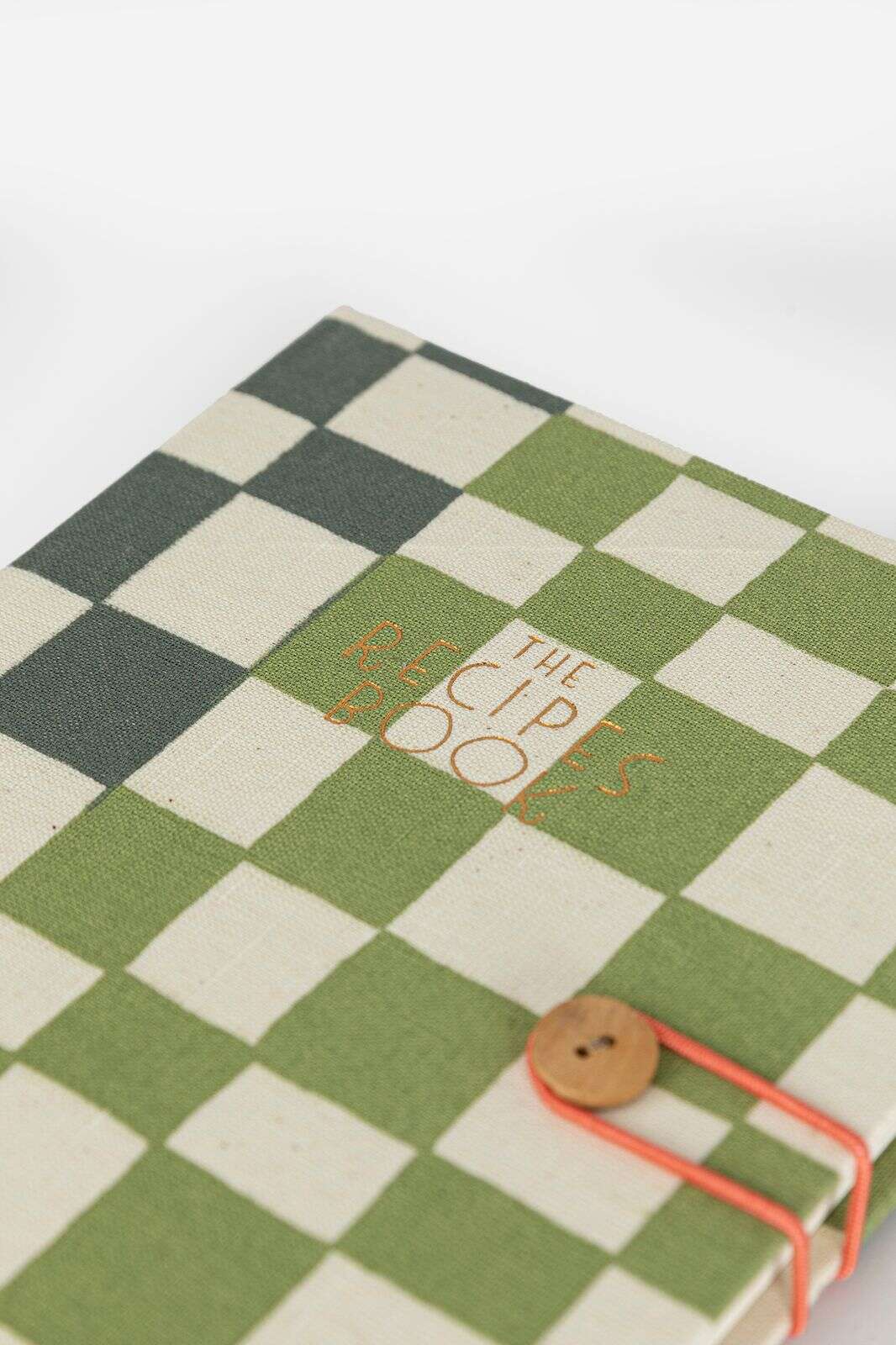 Groen geblokt linnen receptenboek