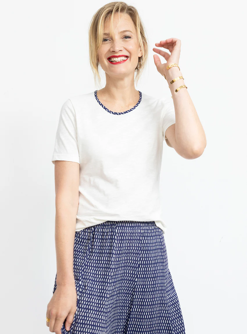 Tee-shirt femme en coton blanc écru