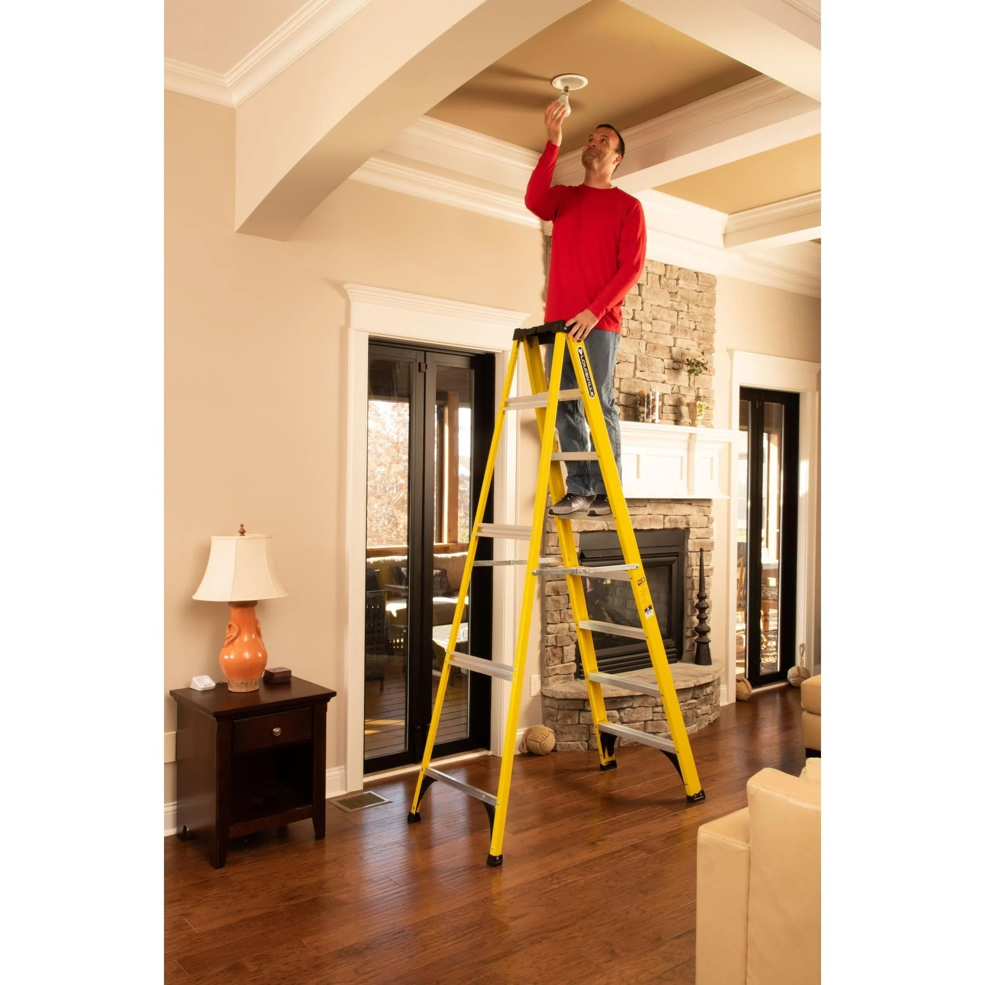 Louisville Ladder 8' Fiberglass Step Ladder, 12' Reach, 250 lb Load Capacity, W - 3118 - 08