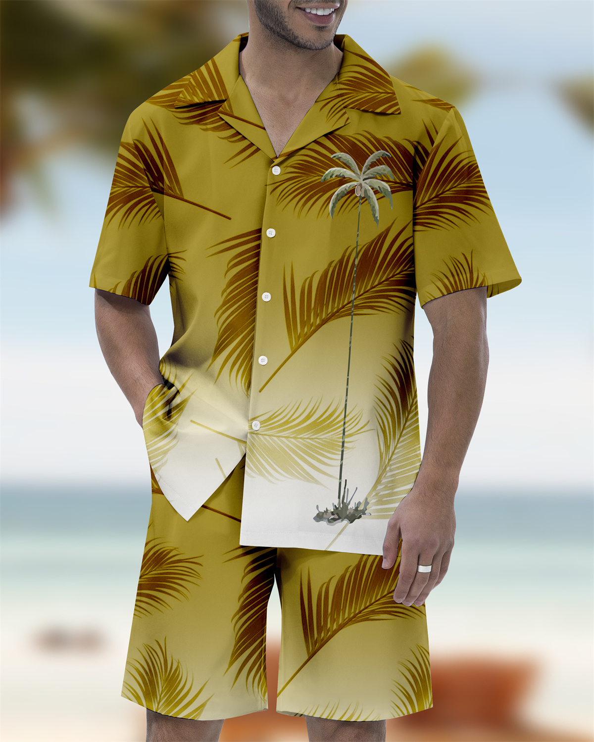 Ensemble chemise à manches courtes et col cubain hawaïen pour homme, style décontracté, idéal pour les vacances