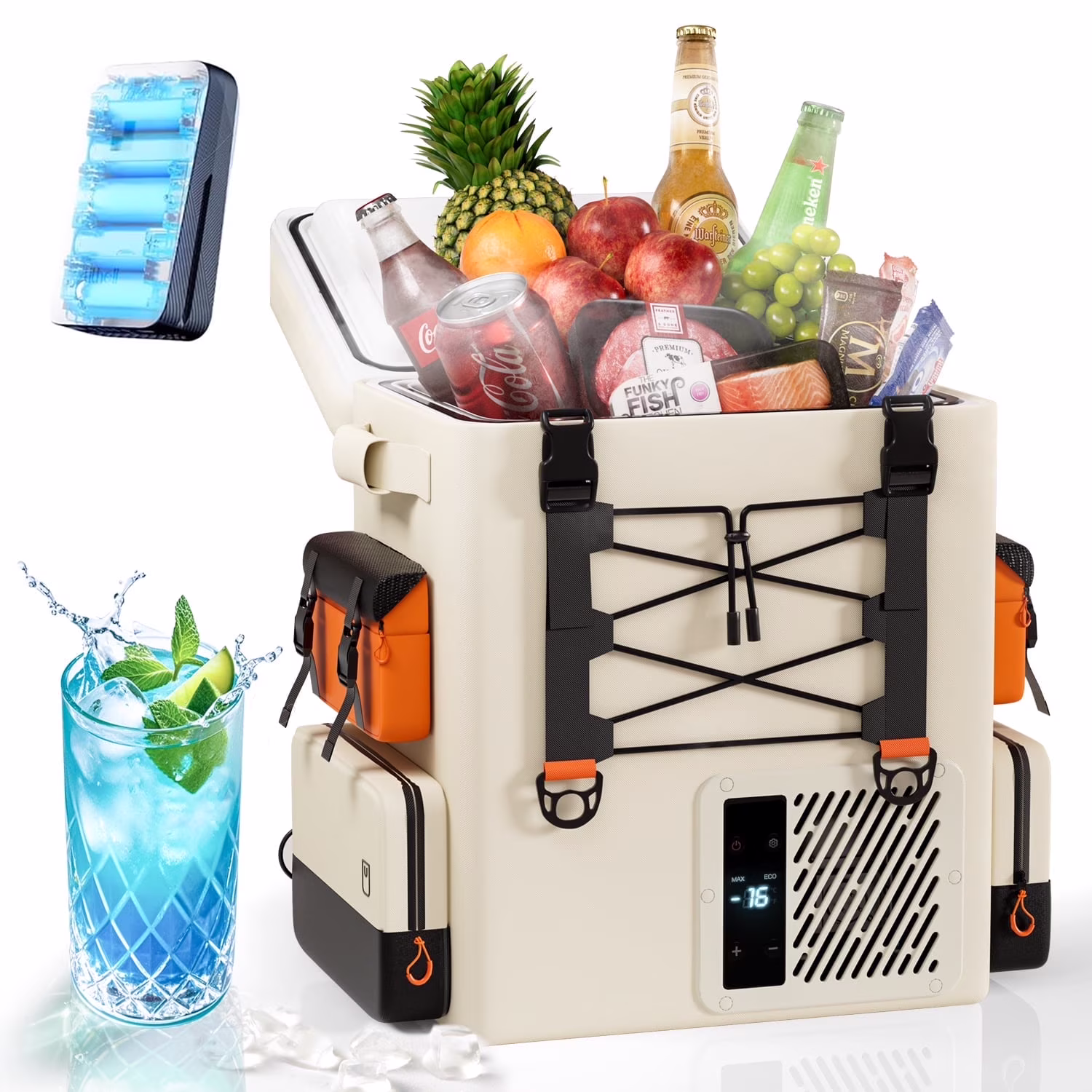 Litheli 16 L Backpack Refrigerator, 55W Portable Electric Fridge Freezer Compressor Cooler for Fast Cooling Down to - 4F with Ergonomic Backpack Design for Camping Car RV Home