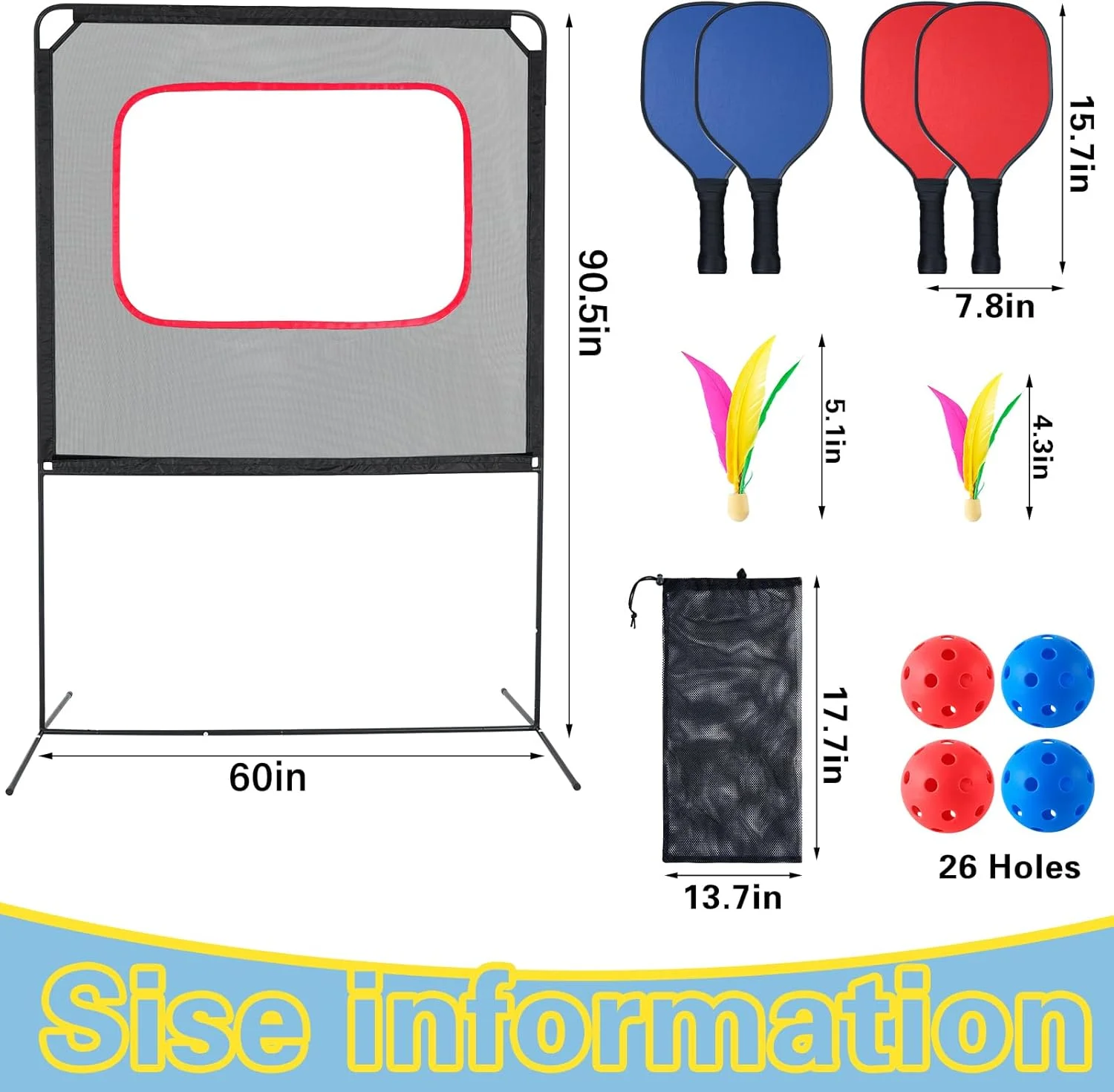 Portable Pickleball with Net, A Racket Game That Combines Pickleball, Badminton, Jianzi, and Tennis, Backyard Games Sport Outdoor Indoor, Fun Games for Kids Adults(11-in-1 Game Table) - Image 2