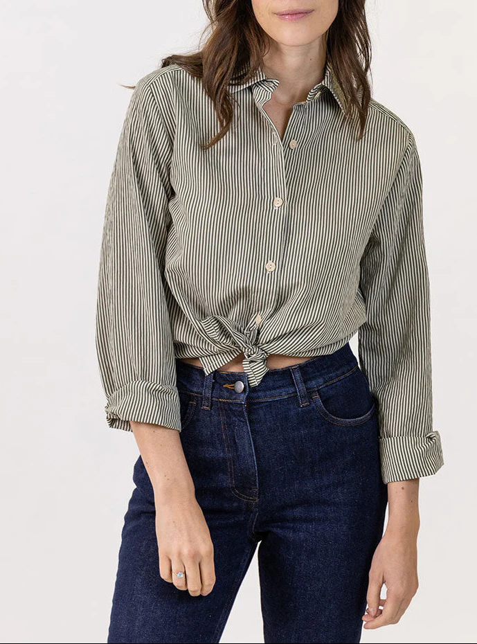 Chemise femme décontractée vert bronze