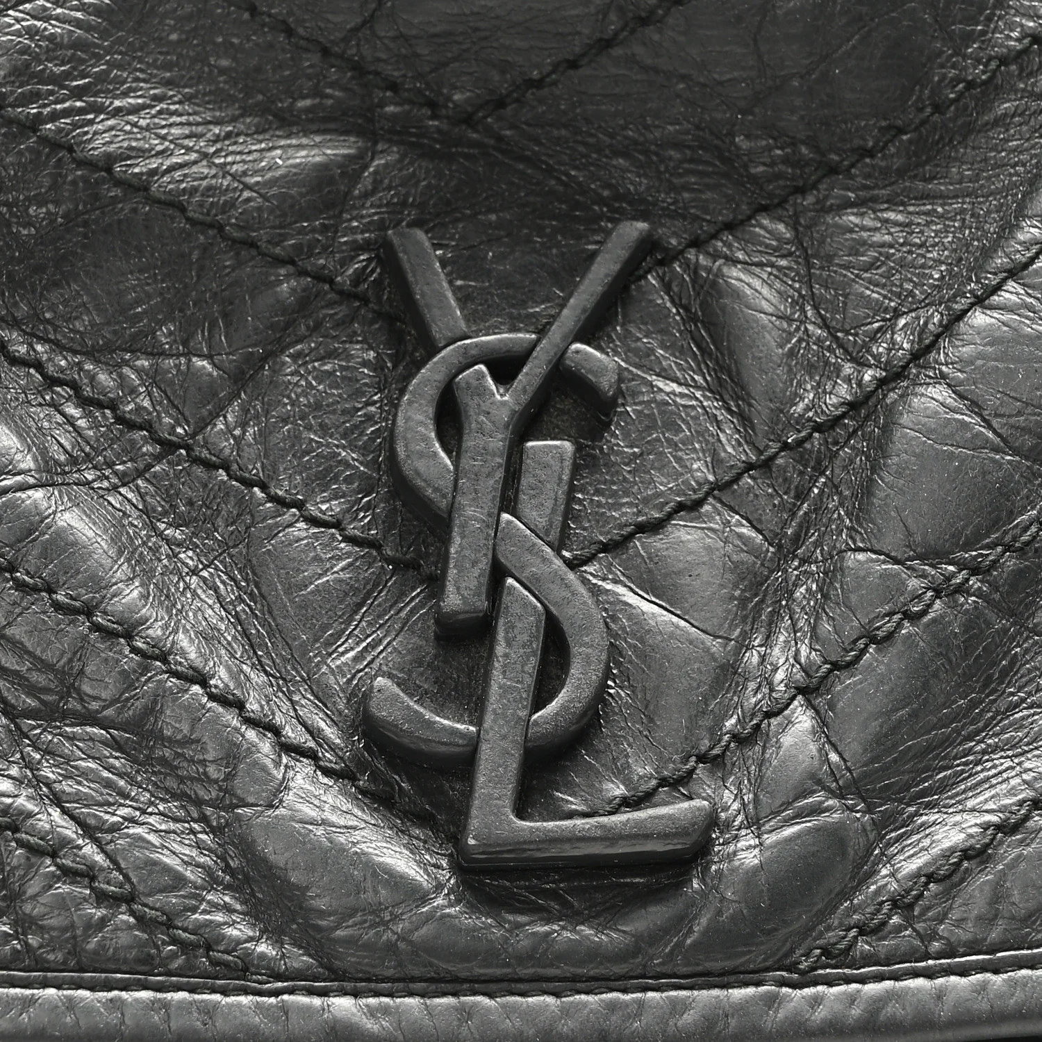 Crinkled Calfskin Matelasse Monogram Medium Niki Chain Satchel Storm