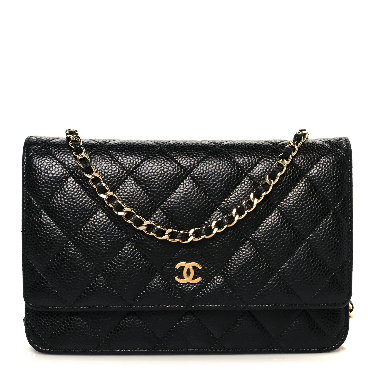 Caviar Quilted Wallet On Chain WOC Black