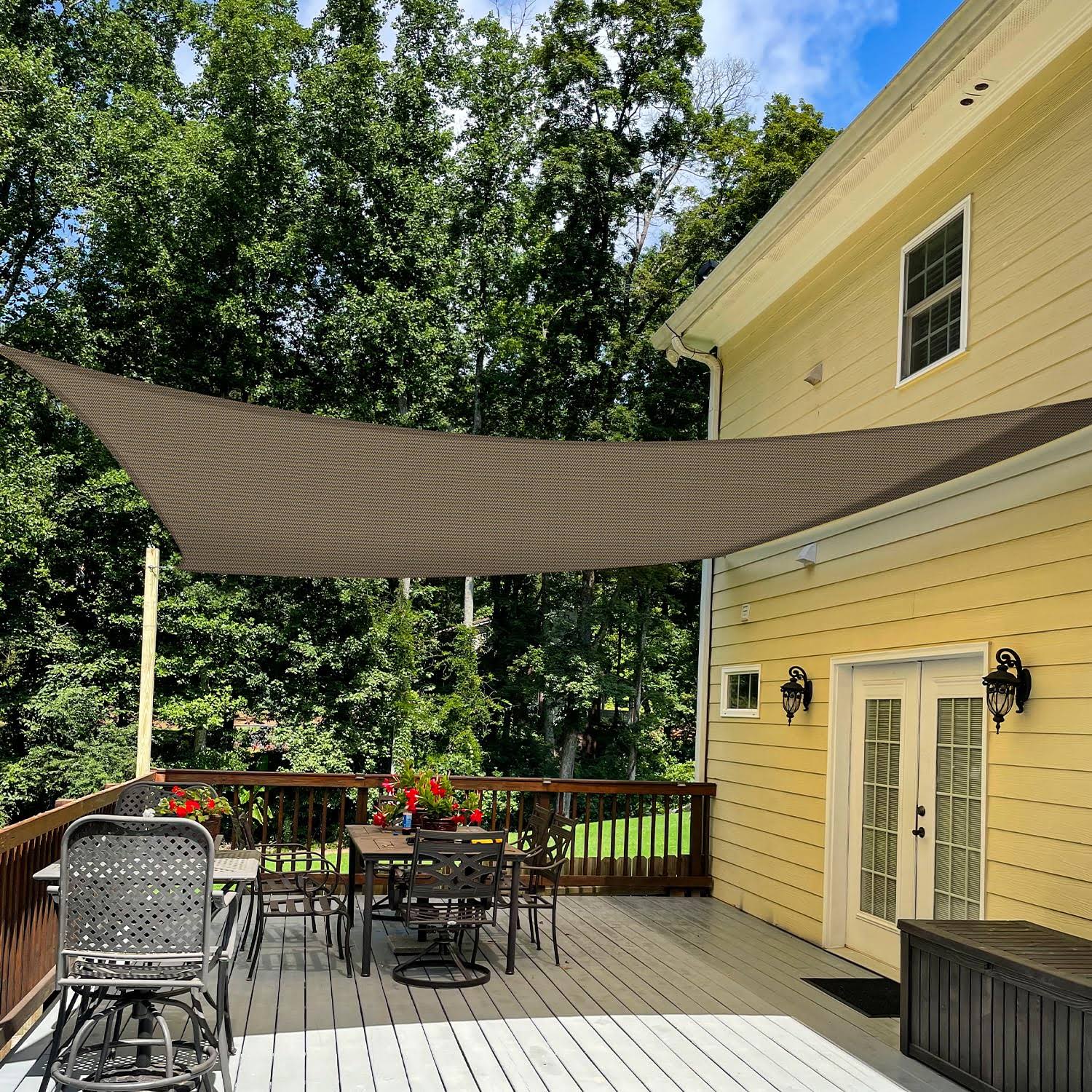 Sunshades Depot 12' x 12' Sun Shade Sail Square Permeable Canopy Brown Custom Size Available Commercial Standard