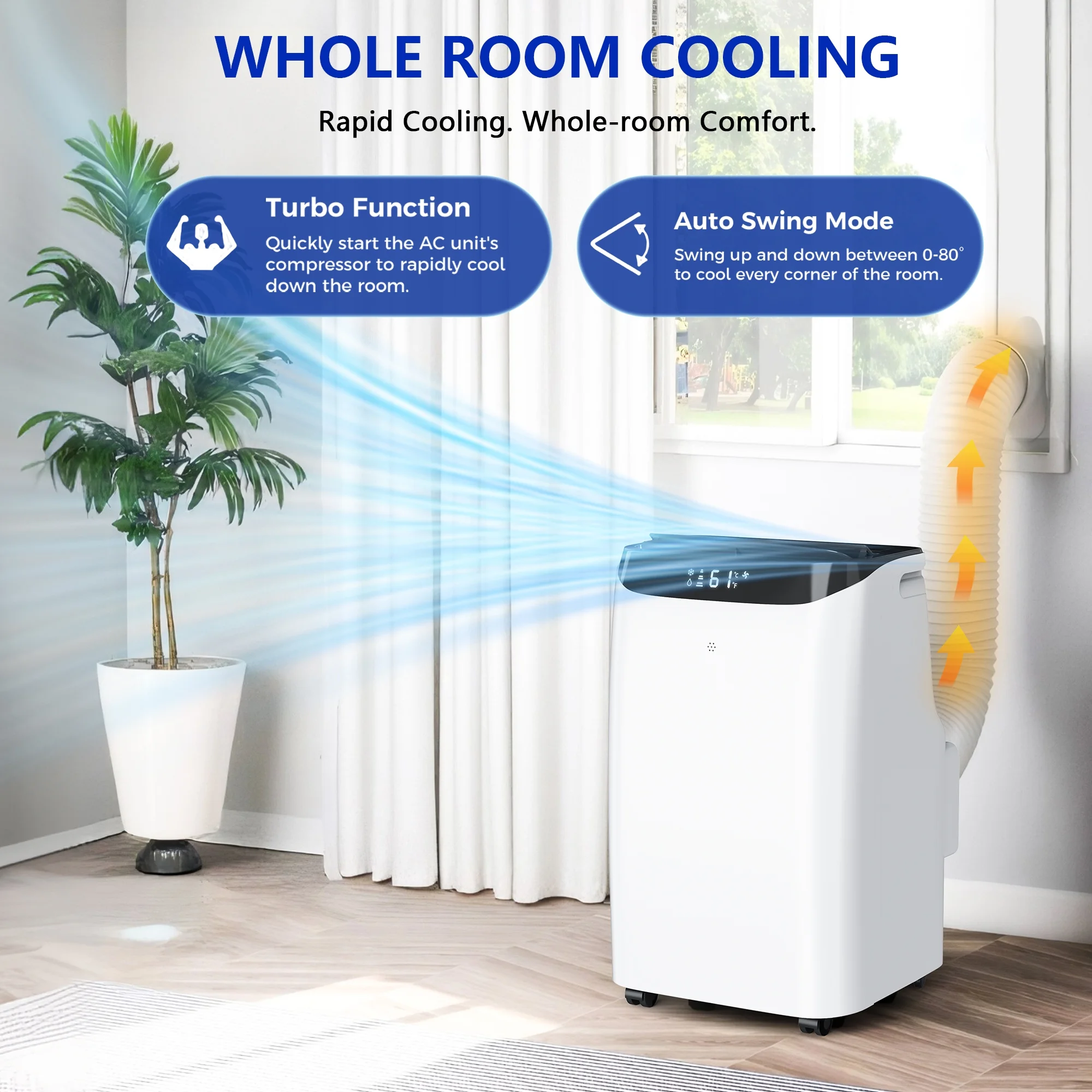 12000 BTU Portable Air Conditioner Cools up to 500 Sq. ft, 3-in-1 AC, Dehumidifier, Fan - Image 7