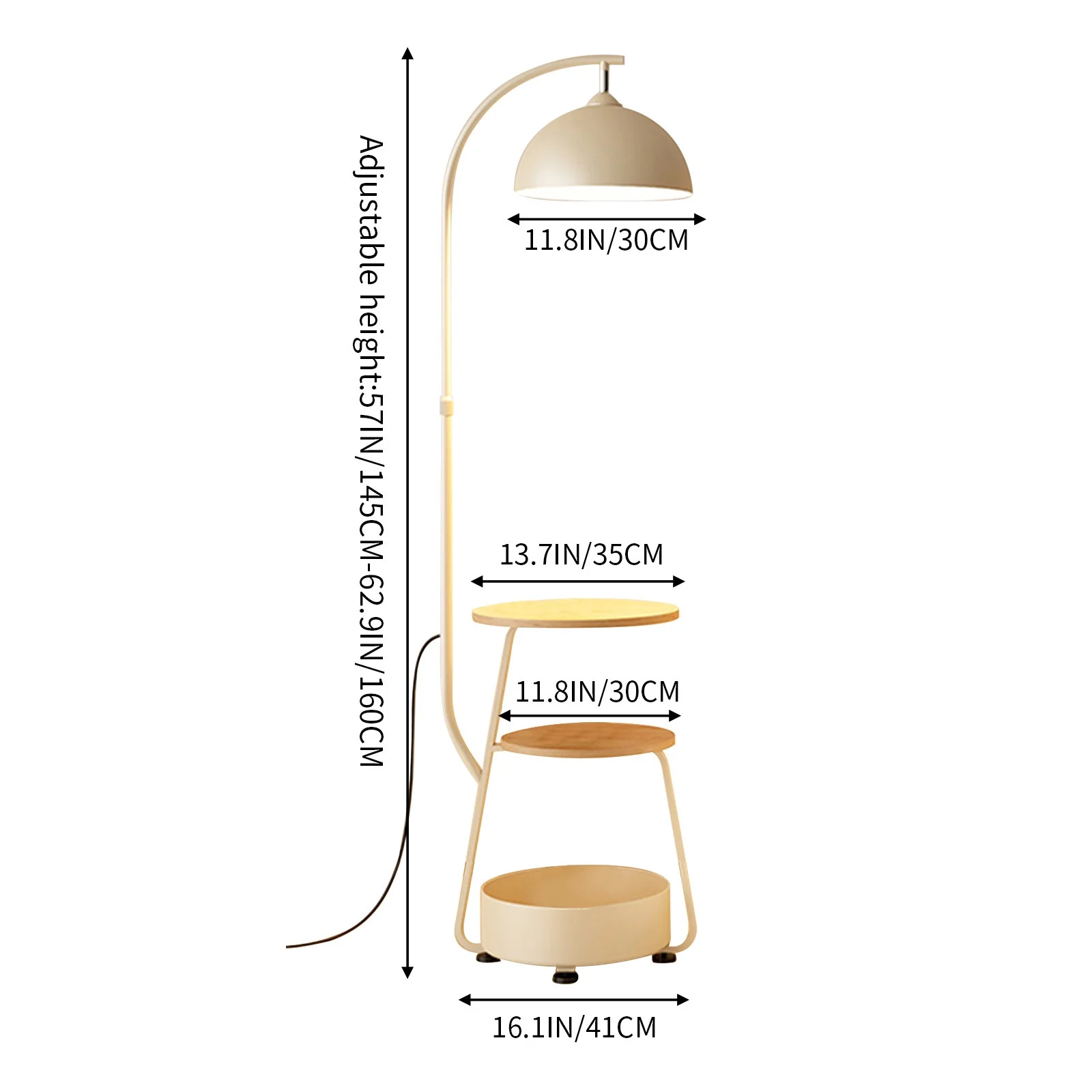 Upgraded Cream Style Living Room Sofa Corner Floor Lamp Bedroom Bedside Table Integrated Table Lamp Wireless Charging Storage Vertical Lamp U(U) - Image 5