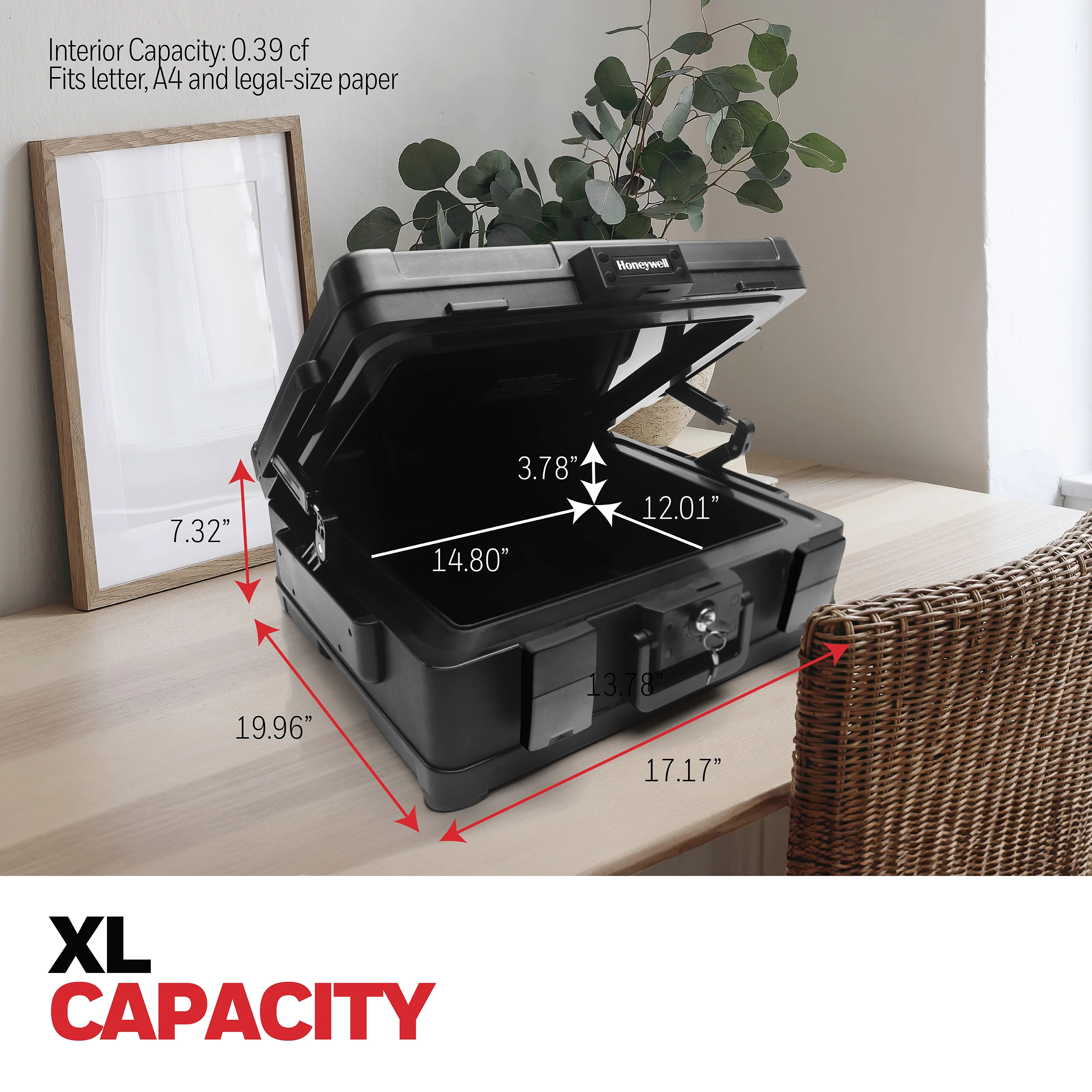 Premium Waterproof Fire Resistant Chest Safe, Key Lock, Large 0.39 cu ft, Black - Image 7