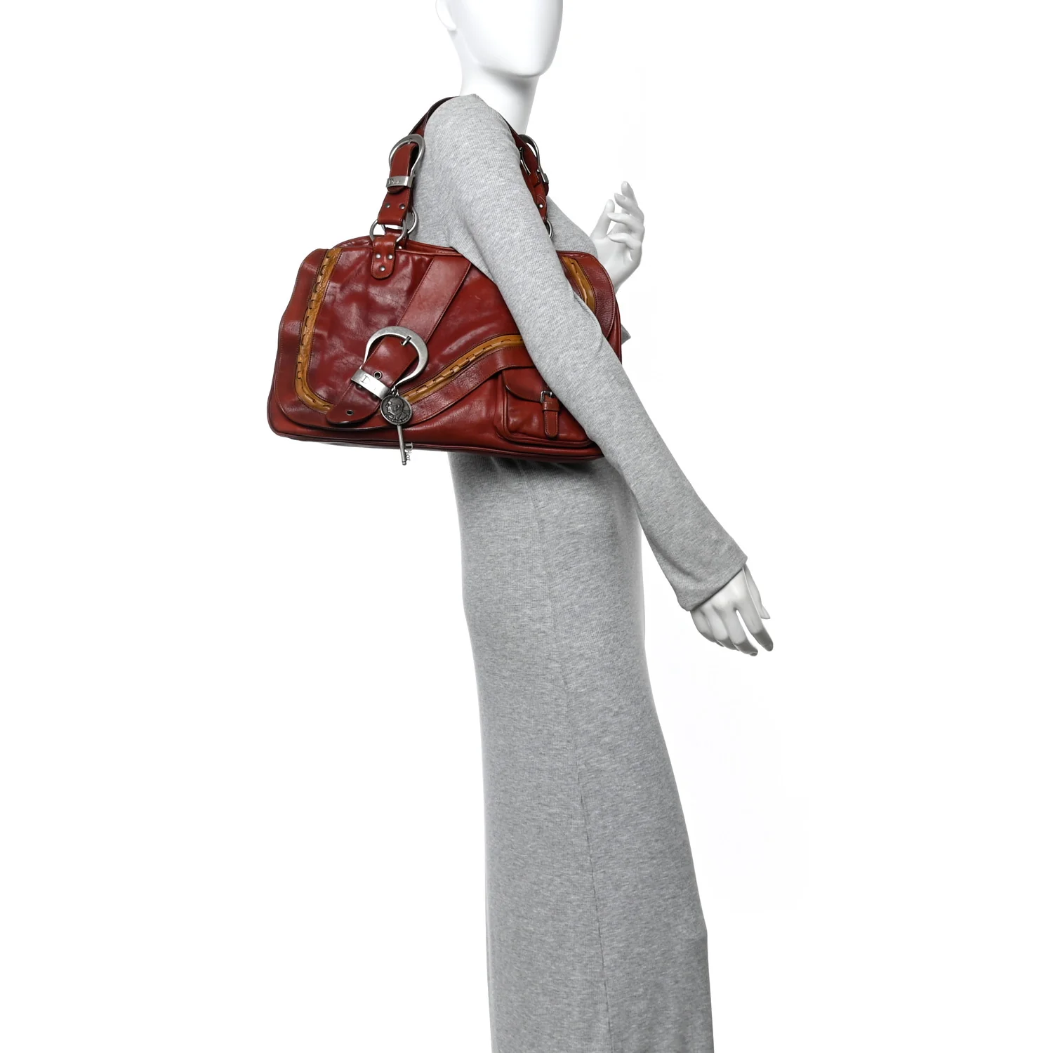 Calfskin Large Gaucho Double Saddle Bag Red
