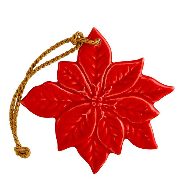 Juleornament julerose 9 cm rød