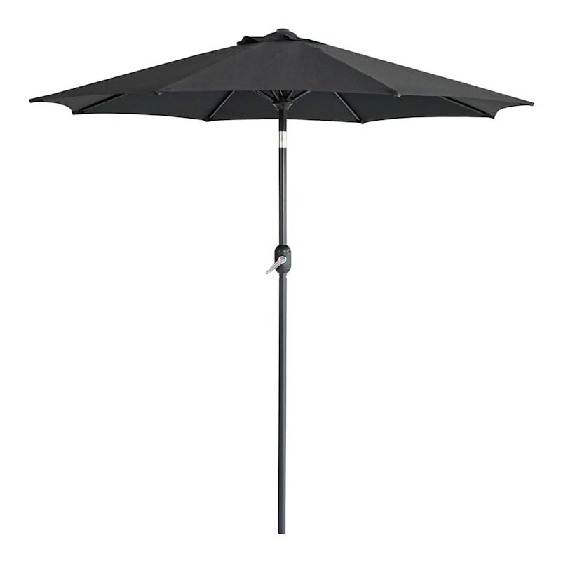 at Home Black Outdoor Crank & Tilt Umbrella, 7.5'