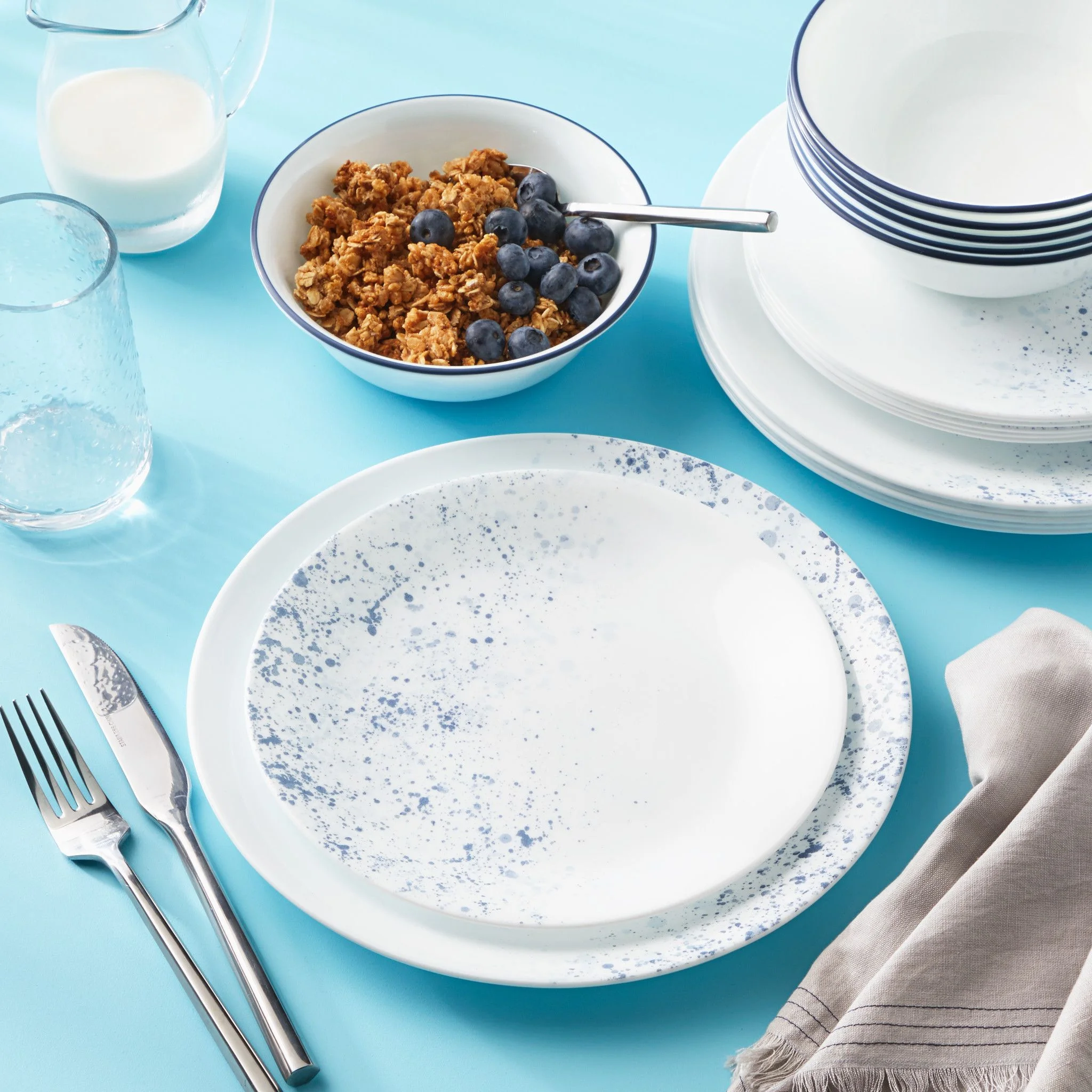Corelle Indigo Speckle 18 - Piece Glass Dinnerware Set (Service for 6)