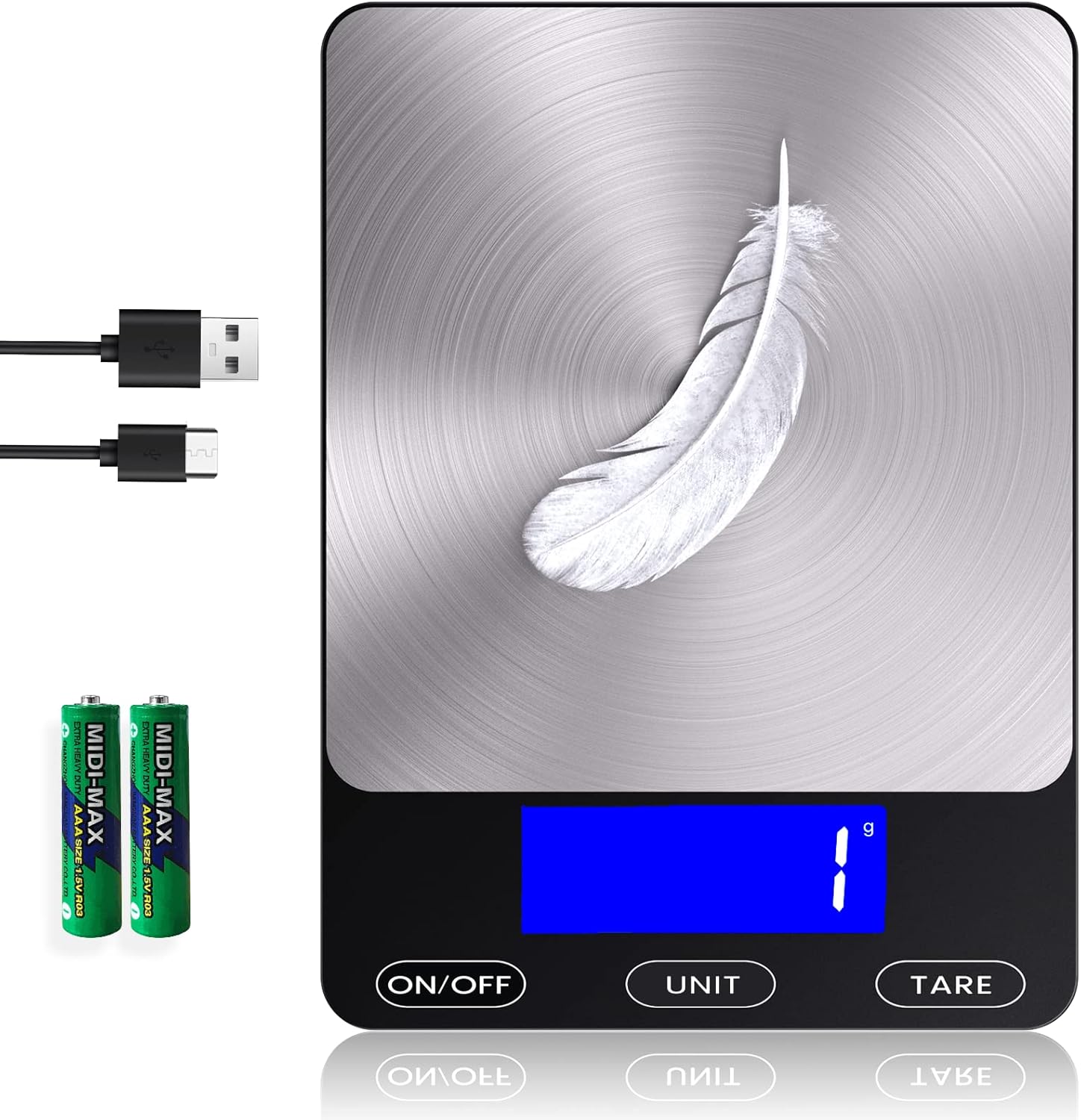 Food Scale -33lb Digital Kitchen Scale for Food in Ounces and Grams Rechargeable