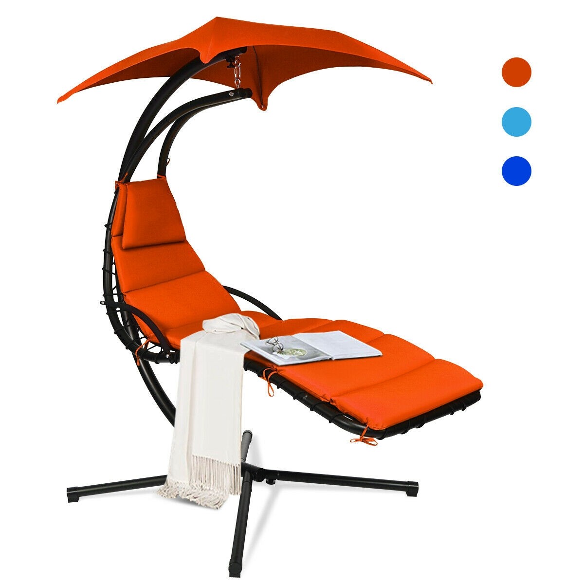 Chaise longue suspendue hamac fauteuil de jardin balancelle avec coussin