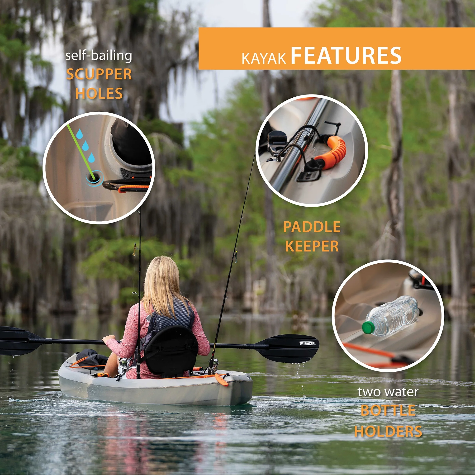 Lifetime Tamarack Angler 10 Ft. Fishing Kayak, Volcano Fusion (91340)