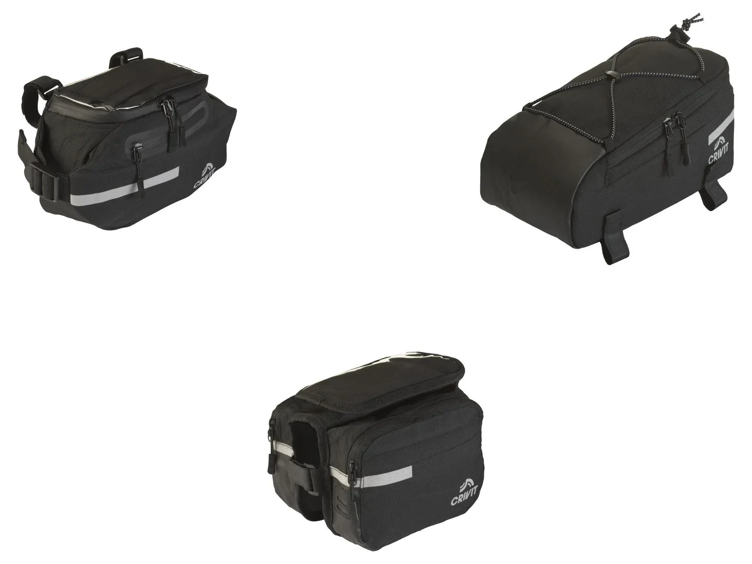 CRIVIT Sacoche pour guidon de vlo, sacoche double pour cadre de vlo ou sacoche pour porte-bagages de vlo