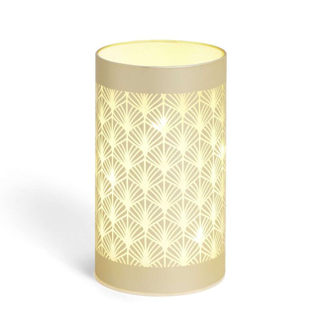 Lanterne LED motif éventail en verre doré Ø9xH15cm